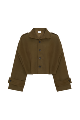 Rue Funnel Neck Bomber Jacket - Khaki