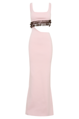 Ruvic Knit Maxi Beaded Dress - Baby Pink