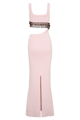 Ruvic Knit Maxi Beaded Dress - Baby Pink