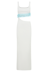 Ruvic Knit Maxi Beaded Dress - White