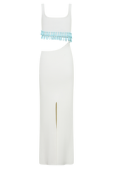 Ruvic Knit Maxi Beaded Dress - White