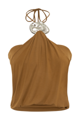 Sade Halter Top With Hardware - Caramel