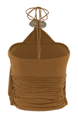 Sade Halter Top With Hardware - Caramel