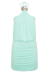 Sade Halter With Hardware Mini Dress - Sea Blue