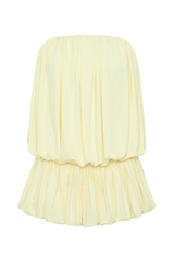 Safiya Strapless Gathered Bubble Mini Dress - Lemon