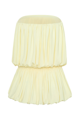 Safiya Strapless Gathered Bubble Mini Dress - Lemon
