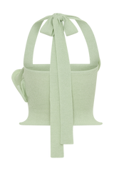 Samira Halter Knit Twist Top - Pastel Green