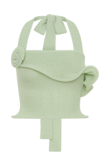 Samira Halter Knit Twist Top - Pastel Green