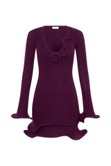 Samira Knit Long Sleeve Mini Dress - Plum