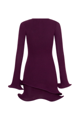 Samira Knit Long Sleeve Mini Dress - Plum