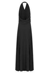 Santal Floral Chiffon Halter Maxi Dress - Black