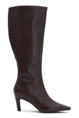 Sarah Faux Leather Crocodile Boot - Chocolate