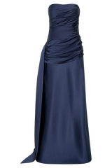 Sarah Strapless Maxi Dress With Waist Tie - Navy