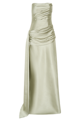 Sarah Strapless Maxi Dress With Waist Tie - Sage