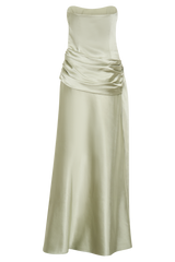 Sarah Strapless Maxi Dress With Waist Tie - Sage