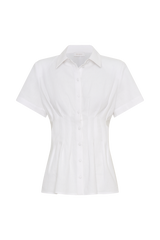 Selma Short Sleeve Linen Shirt - White