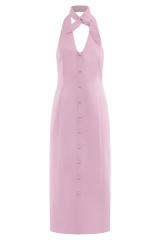 Simona Halter Neck Midi Dress - Blush Pink