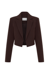 Simone Cropped Suiting Blazer - Dark Chocolate