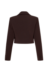 Simone Cropped Suiting Blazer - Dark Chocolate