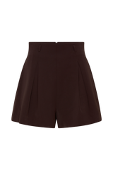 Simone Pleated Suiting Short - Dark Chocolate