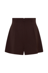 Simone Pleated Suiting Short - Dark Chocolate