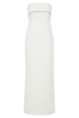 Sloane Strapless Maxi Dress With Pearls - White