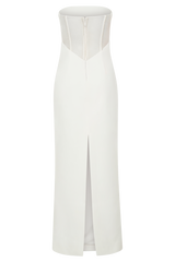 Sloane Strapless Maxi Dress With Pearls - White