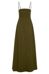 Sofie Pintuck Linen Maxi Dress - Khaki