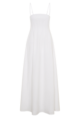 Sofie Pintuck Linen Maxi Dress - White