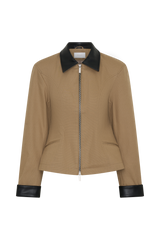 Solange Zip Up Collared Jacket - Natural