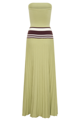 Solaris Strapless Contrast Knit Maxi Dress - Light Olive