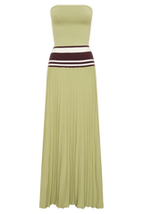 Solaris Strapless Contrast Knit Maxi Dress - Light Olive