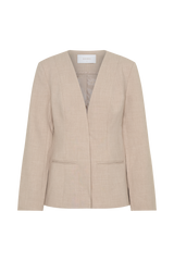 Solenne Collarless Suiting Blazer - Natural Marle