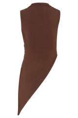 Suong High Neck Gathered Top - Mocha