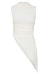 Suong High Neck Gathered Top - White