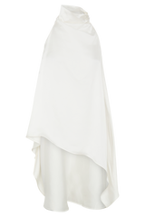 Sydney Asymmetrical Satin Halter Top - Ivory