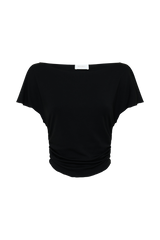 Talise Modal Flounce Short Sleeve Top - Black