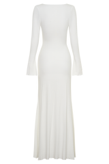 Tanya Buttoned Long Sleeve Maxi Dress - White