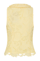 Tessa Broderie Tie Front Sleeveless Top - Lemon