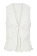 Tessa Broderie Tie Front Sleeveless Top - White