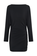 Thao Long Sleeve Gathered Mini Dress - Dark Charcoal