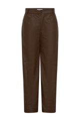 Theo Faux Leather Mid Rise Pants - Dark Chocolate