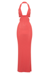 Theresea Halter Knit Maxi Dress - Coral