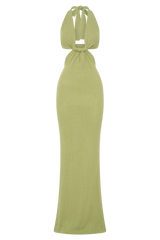 Theresea Halter Knit Maxi Dress - Light Olive