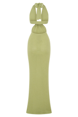 Theresea Halter Knit Maxi Dress - Light Olive