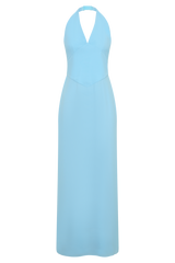 Valentina Chiffon Halter Maxi Dress - Pale Blue