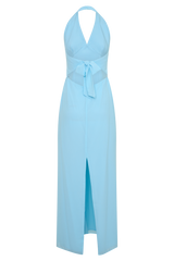 Valentina Chiffon Halter Maxi Dress - Pale Blue