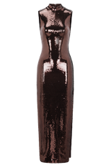 Veronica Sequin Midi Dress - Chocolate