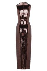 Veronica Sequin Midi Dress - Chocolate