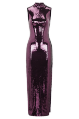 Veronica Sequin Midi Dress - Plum